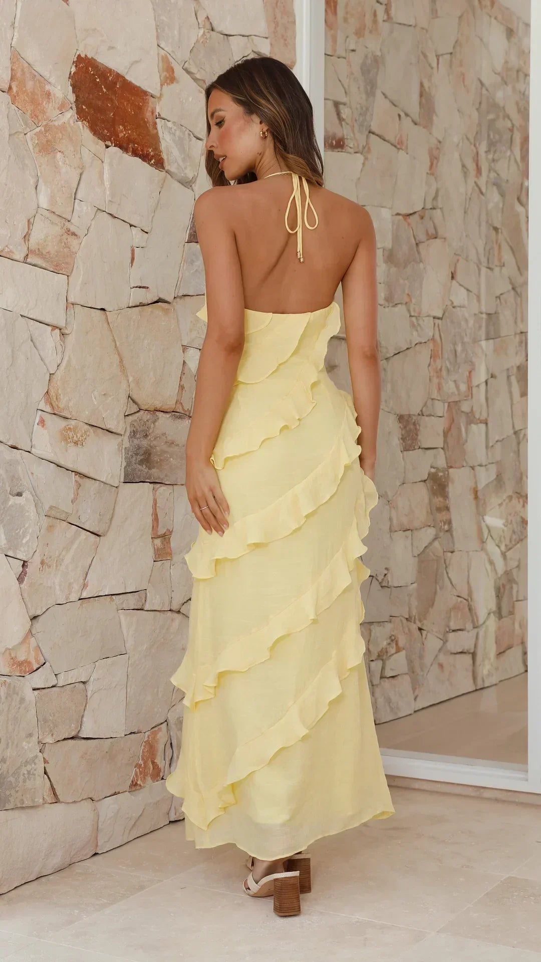 Julia | Women’s V Neck Open Back Summer Maxi Dress