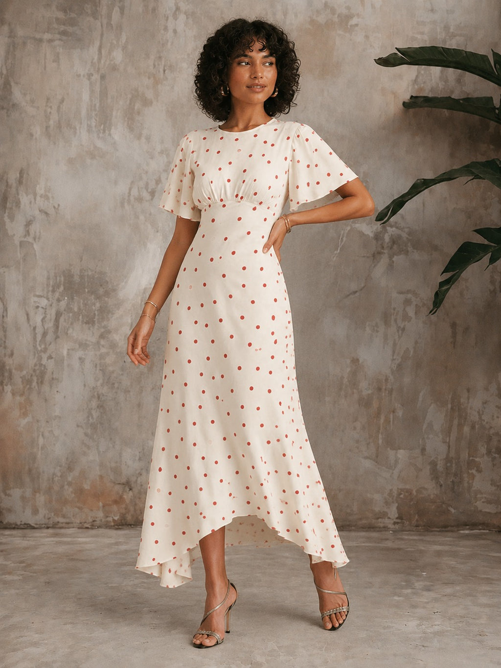 Juniper | Women’s Polka Dot Asymmetrical Flowy Midi Dress