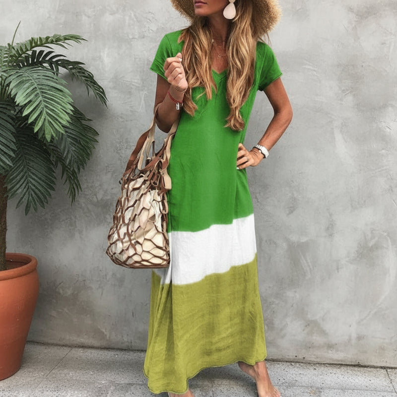 Karen | Women Short Sleeve V-Neck Summer Maxi Dress