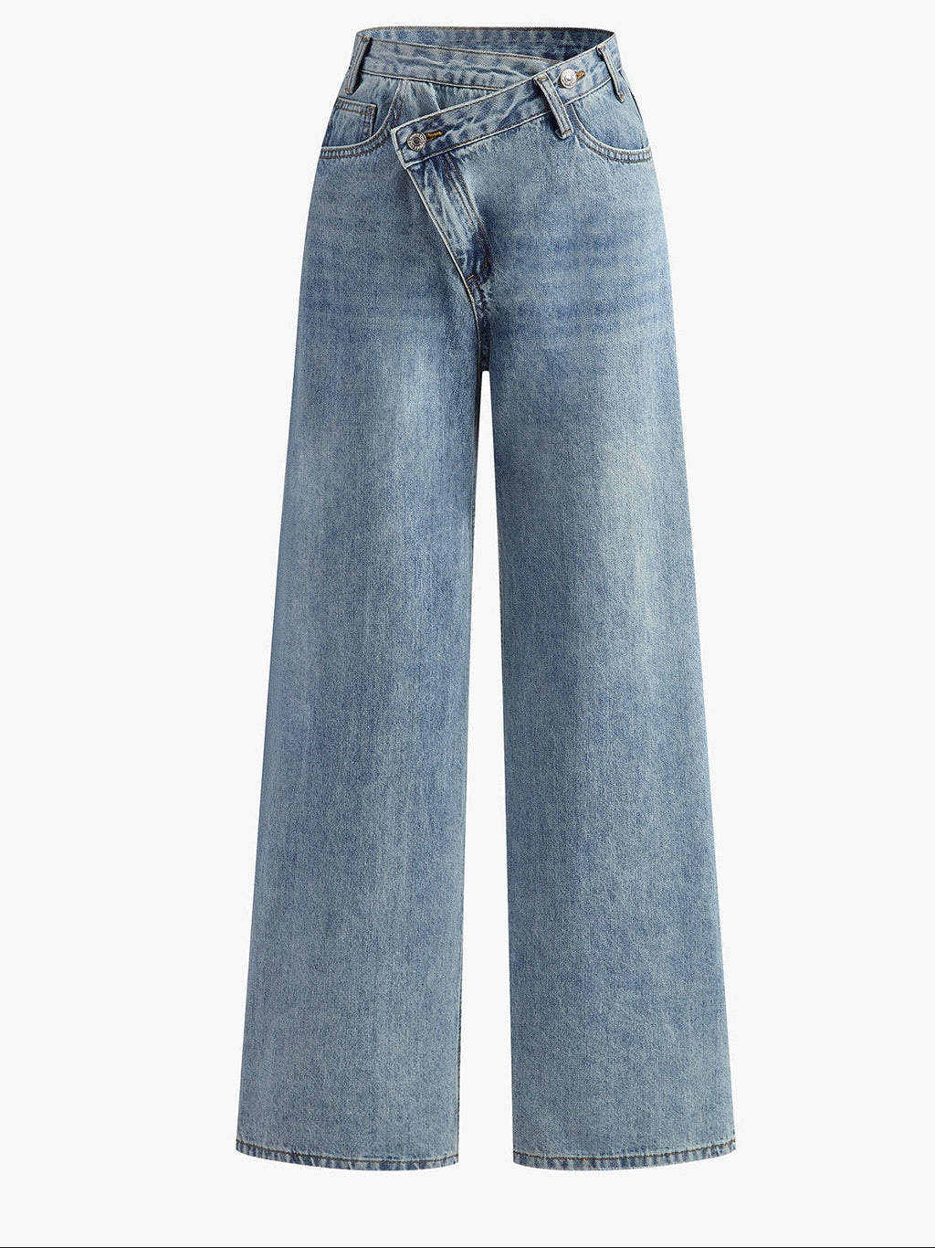 Karina | Women’s Asymmetric Wide Leg Side Pockets Jeans
