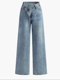 Karina | Women’s Asymmetric Wide Leg Side Pockets Jeans