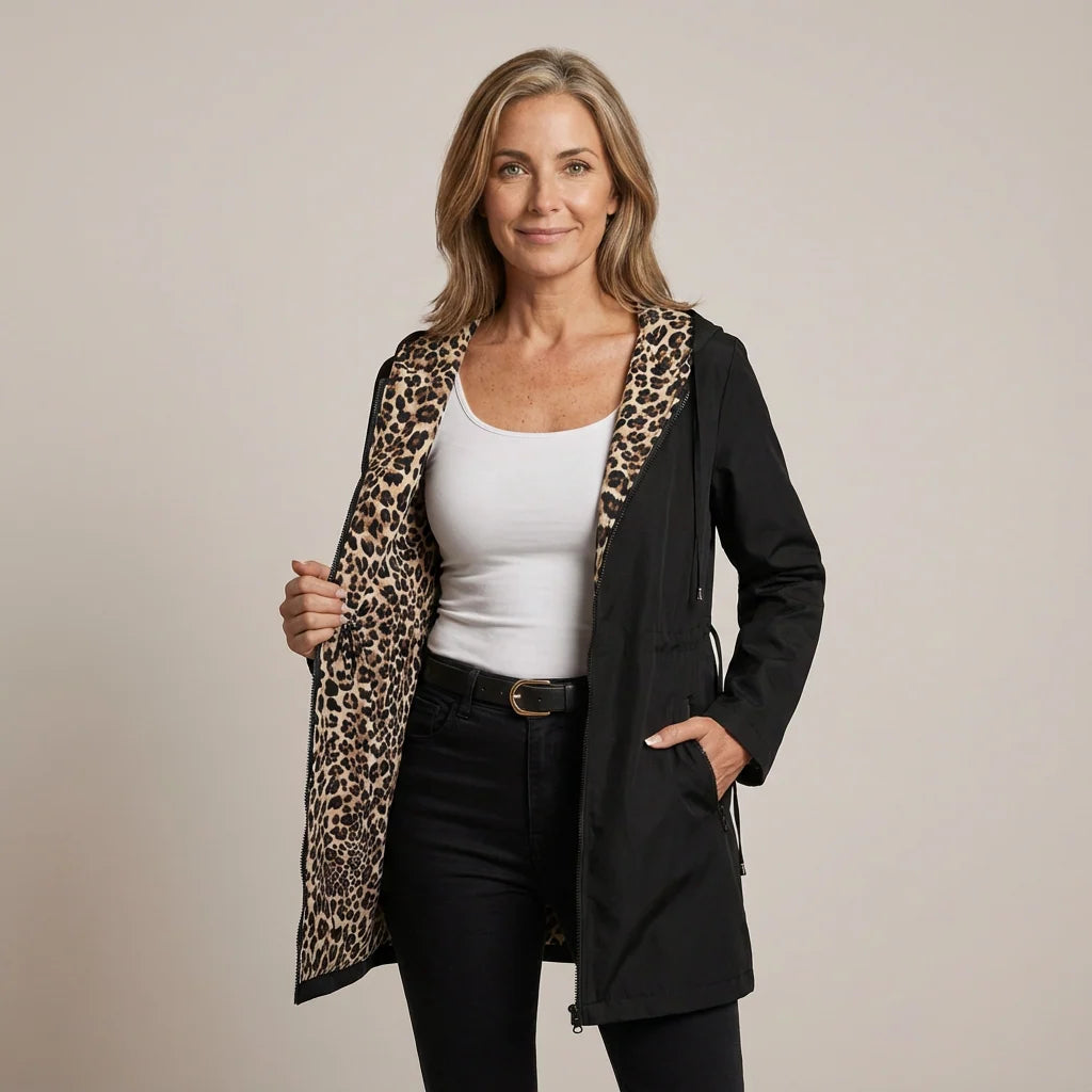 Karla | Women’s Reversible Zip Front Hooded Long Sleeve Coat