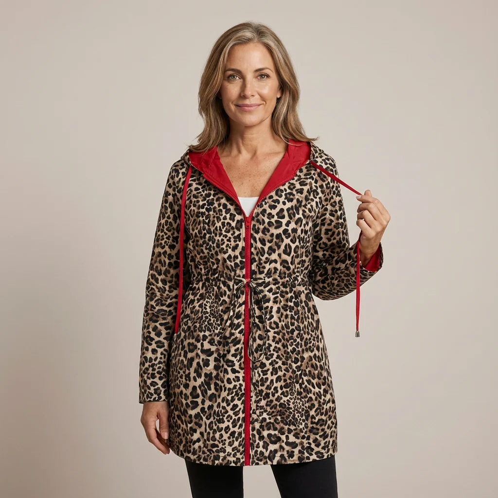 Karla | Women’s Reversible Zip Front Hooded Long Sleeve Coat