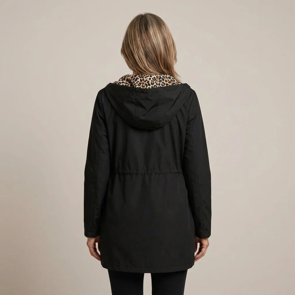Karla | Women’s Reversible Zip Front Hooded Long Sleeve Coat