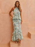 Katelynn | Women’s Tiered Halter Neck Floral Maxi Dress