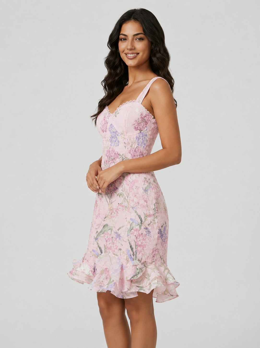 Kayleigh | Women’s Sweetheart Neck Ruched Floral Mini Dress