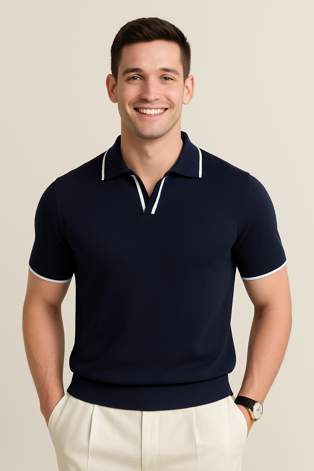 Keegan | Men's Contrast Trim Short Sleeve Polo Shirt