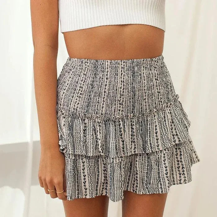 Kerry | Women’s Smocked High Rise Tiered Skirt