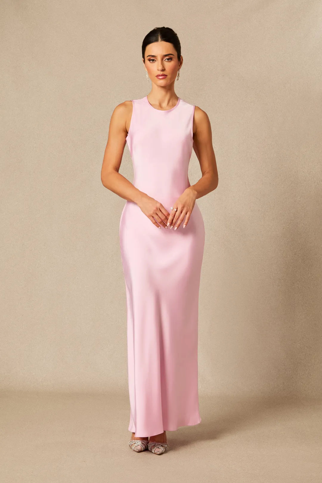 Kyra | Women’s Crew Neck Sleeveless Flowy Wedding Guest Dress