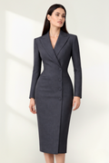 Laurie | Women's Long Sleeve Button-Front Blazer Midi Dress