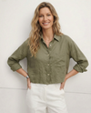 Lavinia | Women's Chest Pocket Collared Long Sleeve Shirt