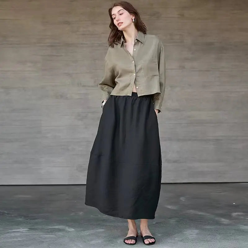 Lavinia | Women's Chest Pocket Collared Long Sleeve Shirt