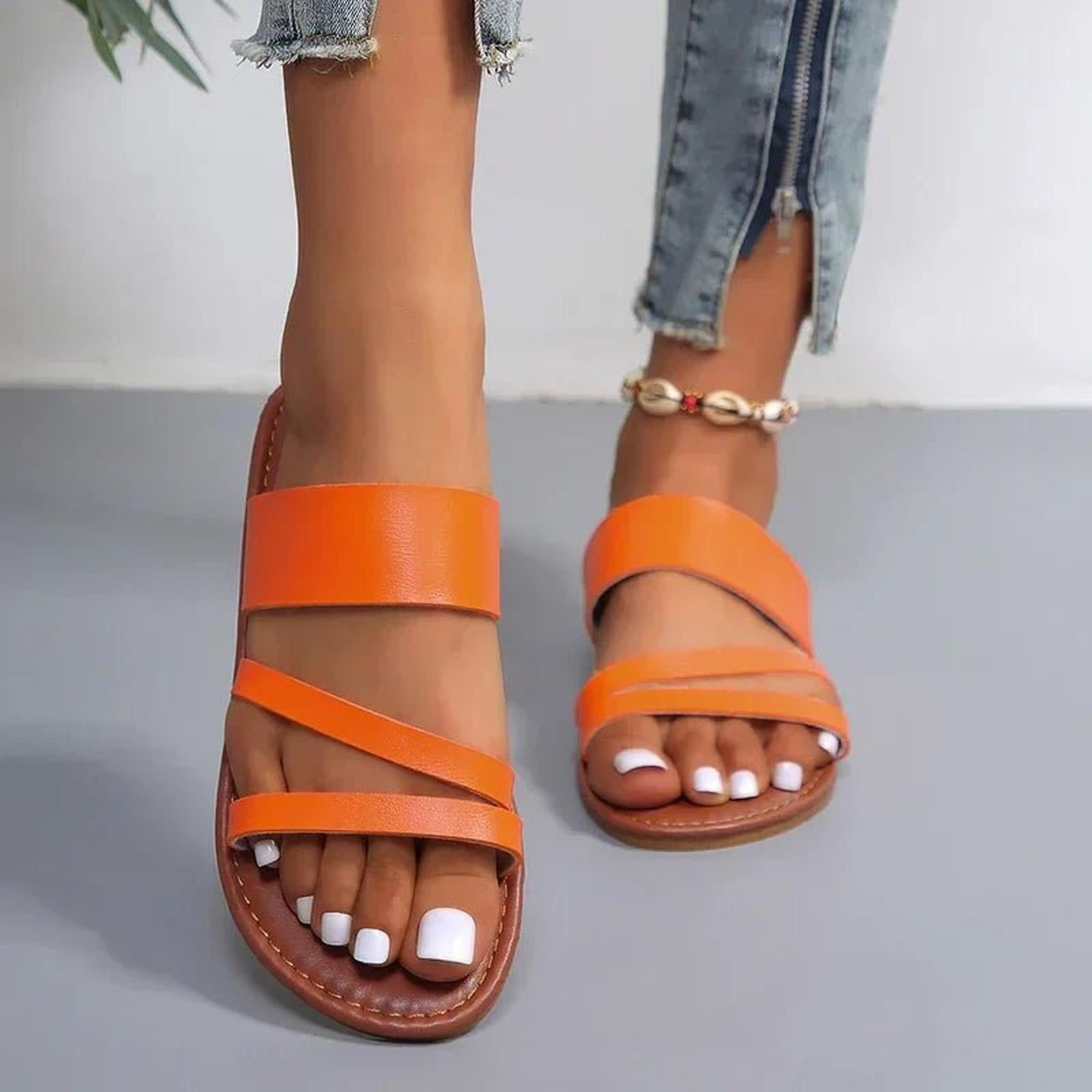 Leanna | Women's Multi-Strap Open Toe Slip On Slides