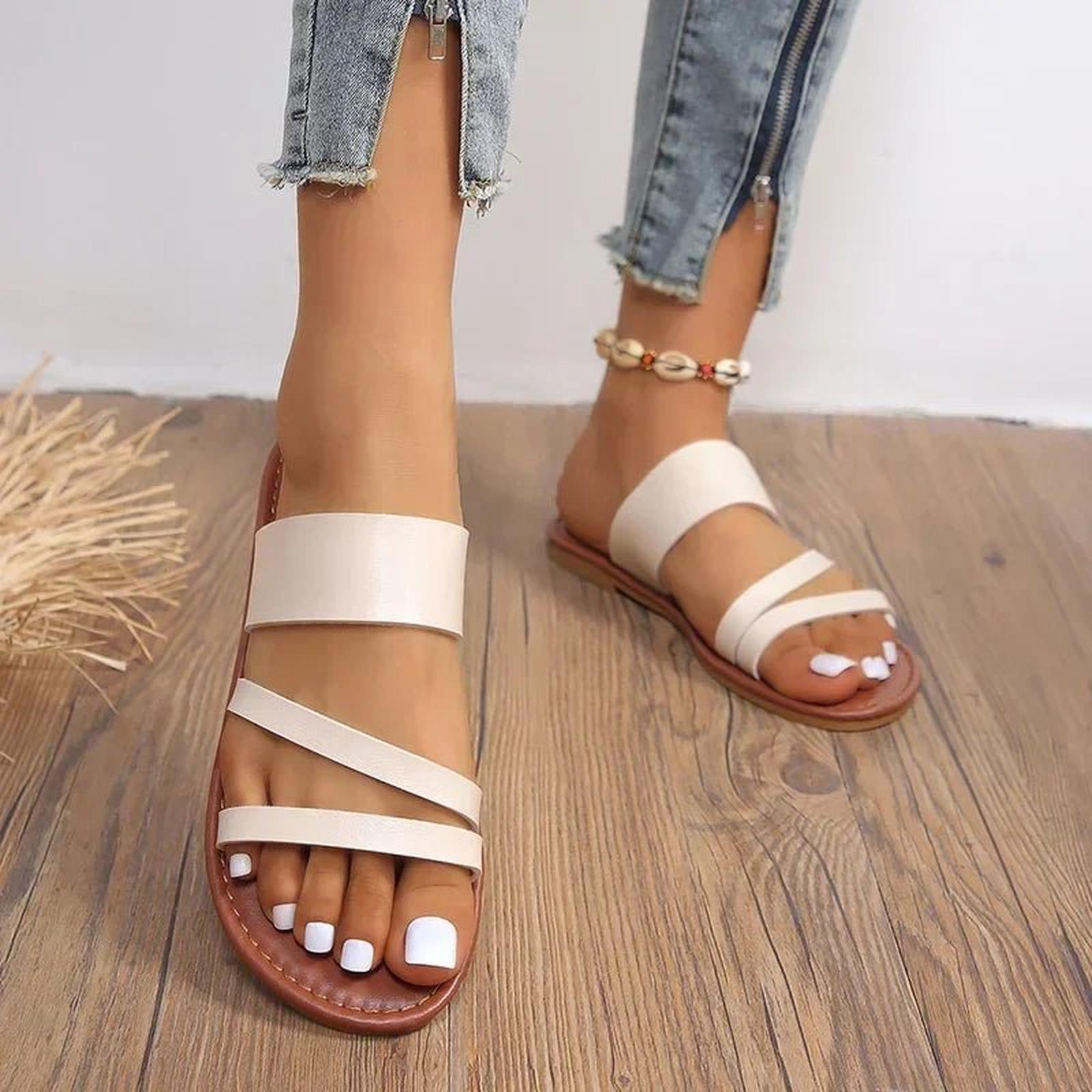 Leanna | Women's Multi-Strap Open Toe Slip On Slides