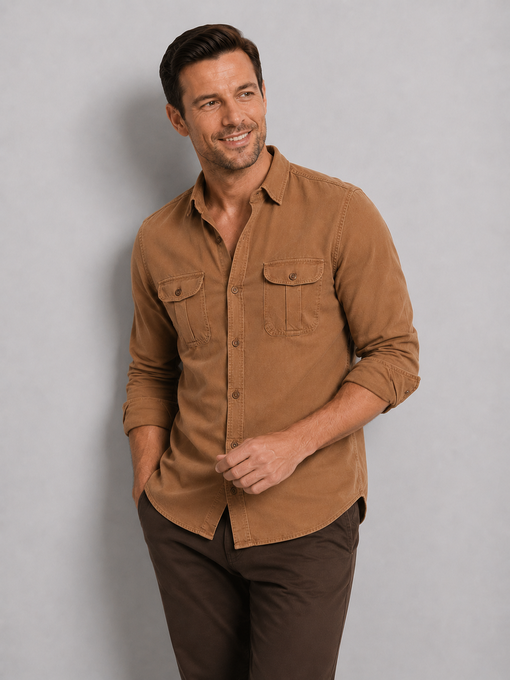 Leonard | Men's Chest Pocket Collared Button Front Shirt