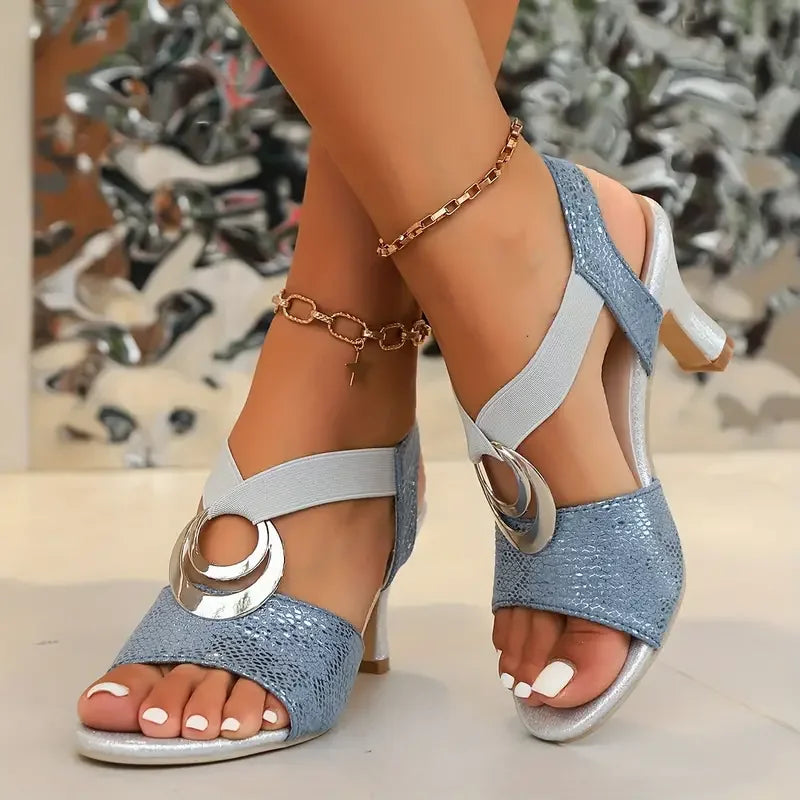 Lesley | Women’s Open Toe Ankle Strap Ring Summer Heels