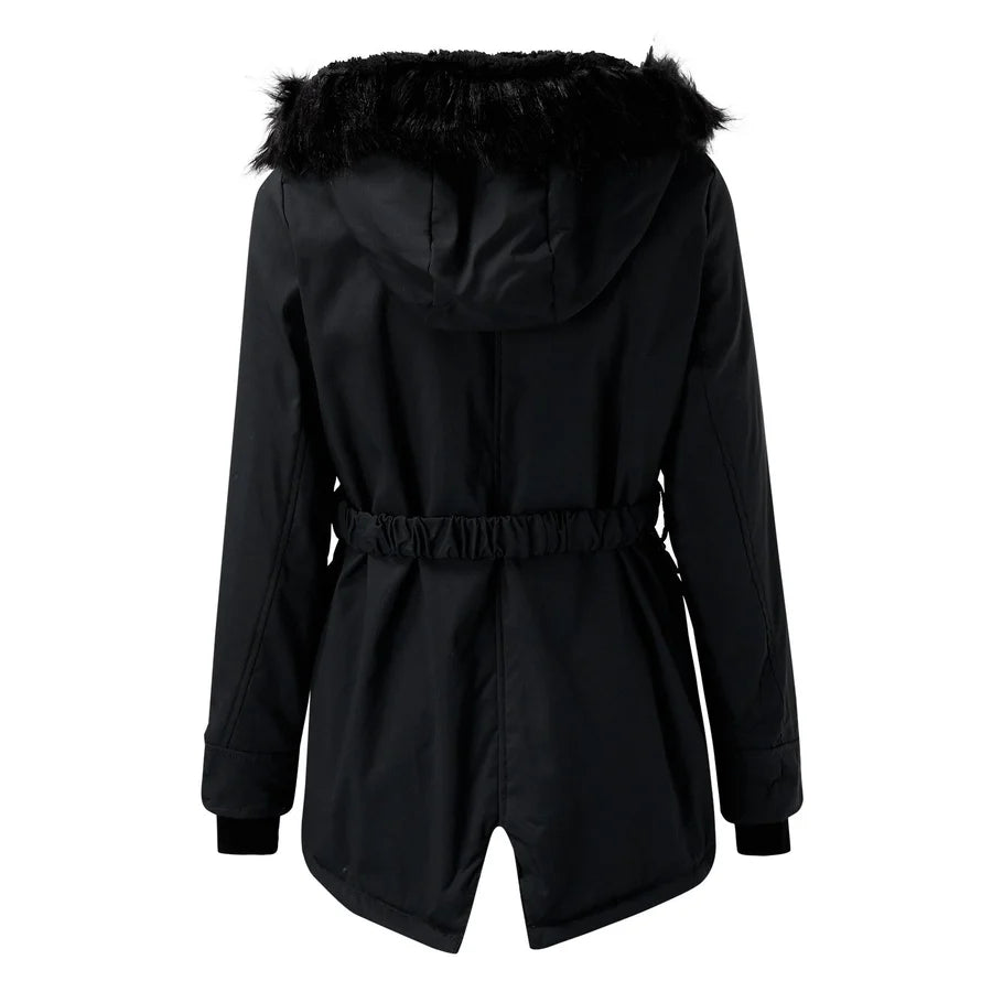Lexi | Women’s Long Sleeve Button Front Drawstring Winter Parkas Coat