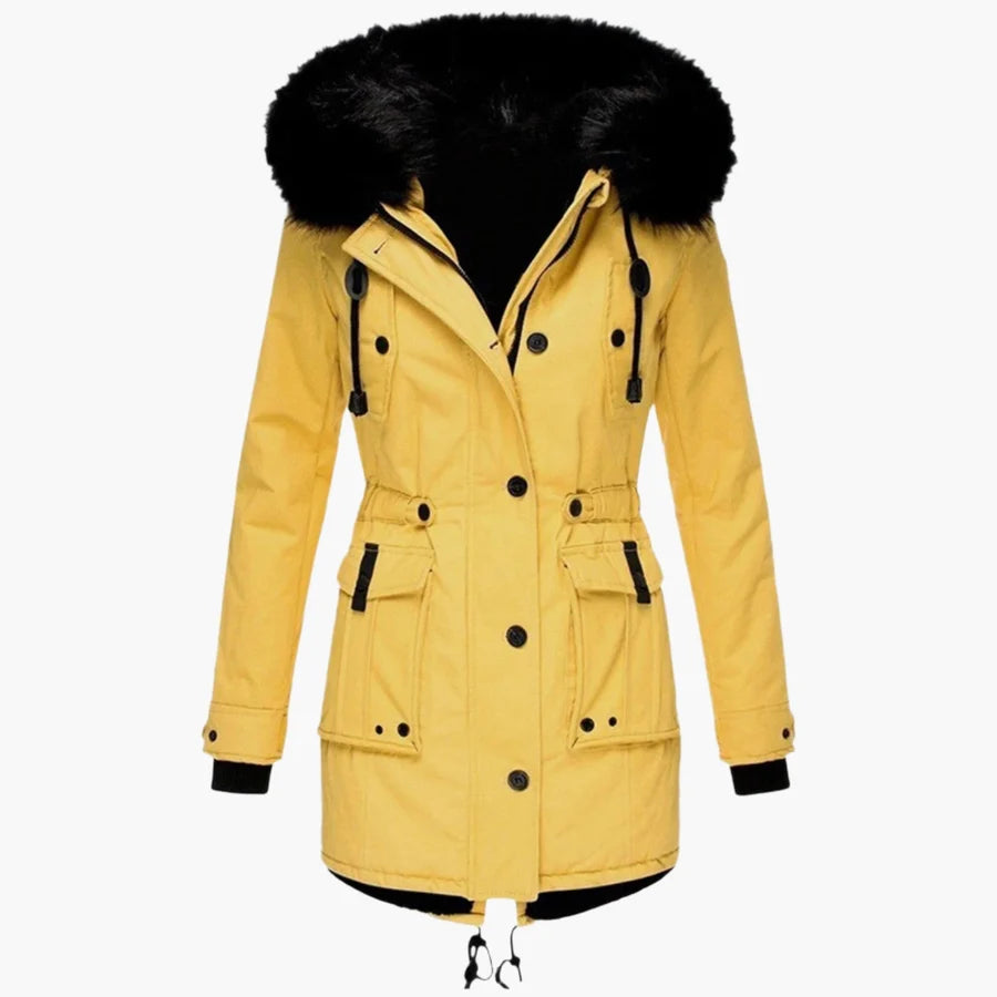 Lexi | Women’s Long Sleeve Button Front Drawstring Winter Parkas Coat
