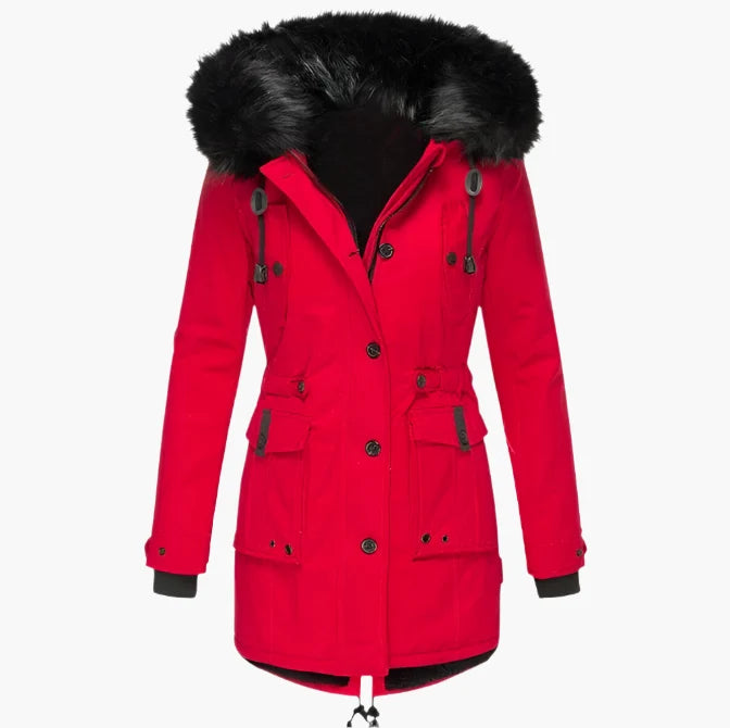 Lexi | Women’s Long Sleeve Button Front Drawstring Winter Parkas Coat