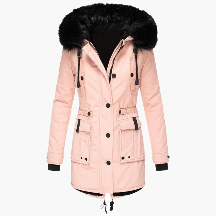 Lexi | Women’s Long Sleeve Button Front Drawstring Winter Parkas Coat
