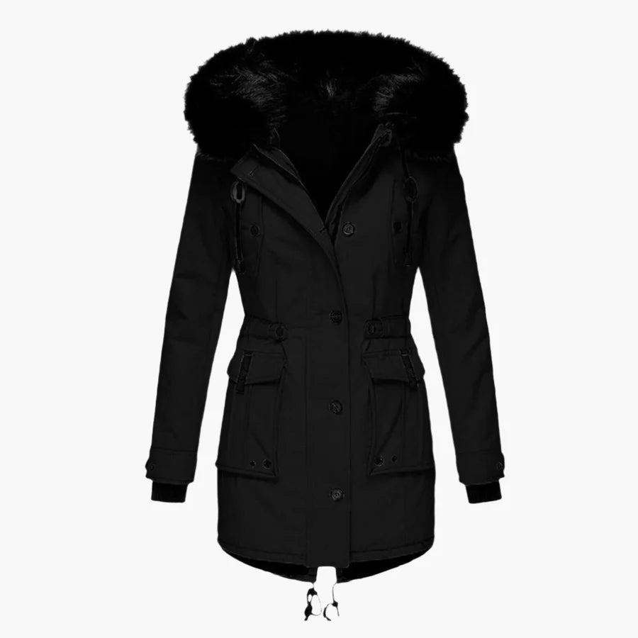Lexi | Women’s Long Sleeve Button Front Drawstring Winter Parkas Coat
