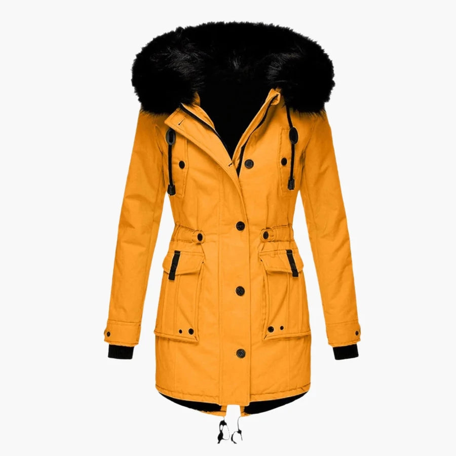Lexi | Women’s Long Sleeve Button Front Drawstring Winter Parkas Coat