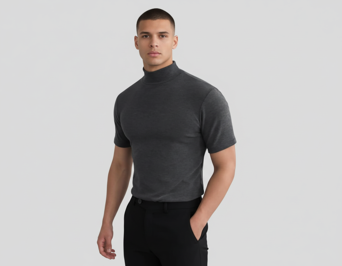 Liam | Men’s Short Sleeve Mock Neck Summer Top