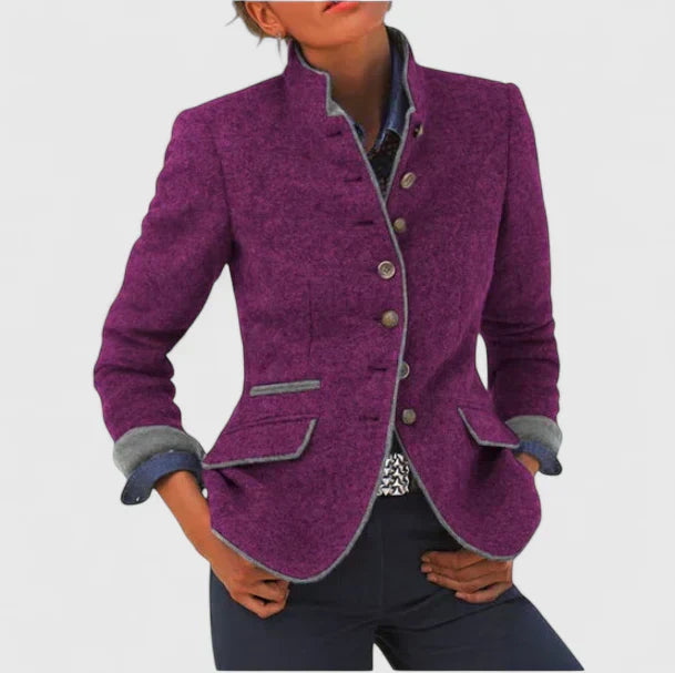 Lillian | Women's Fitted Long Sleeve Button Front Collared Coat