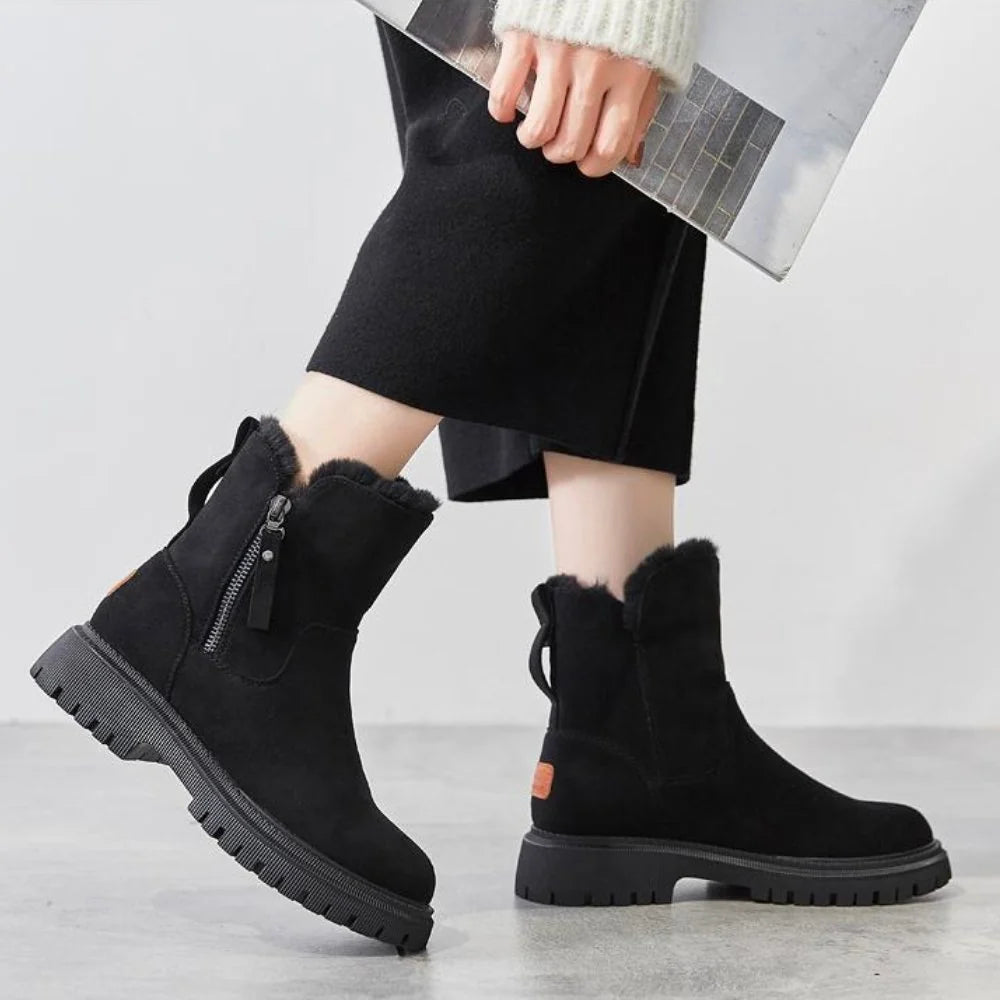 Lillie | Women’s Round Toe Side Zip Ankle Winter Boots