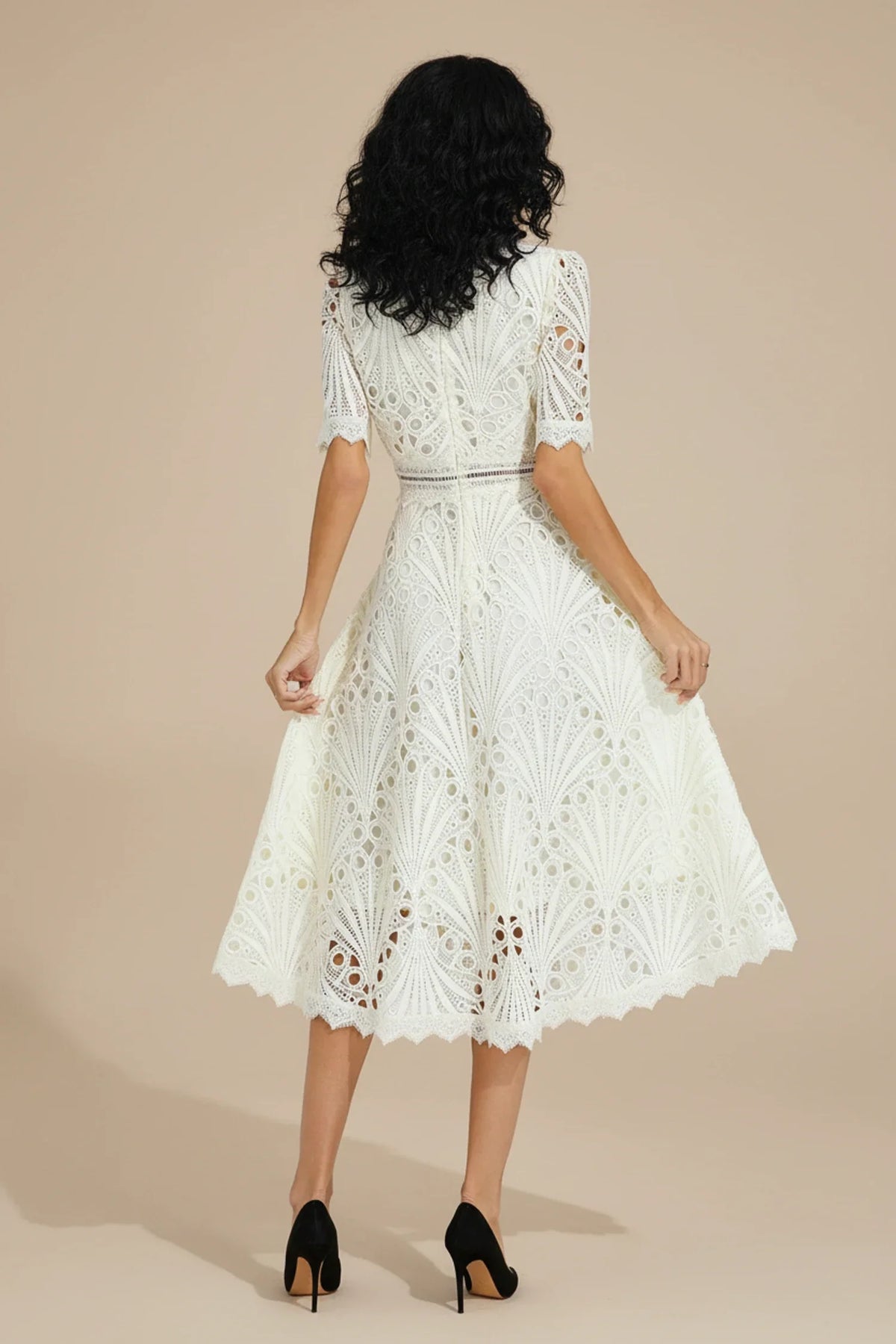 Lindsey | Women's A-Line Short Sleeve Wedding Guest Dress