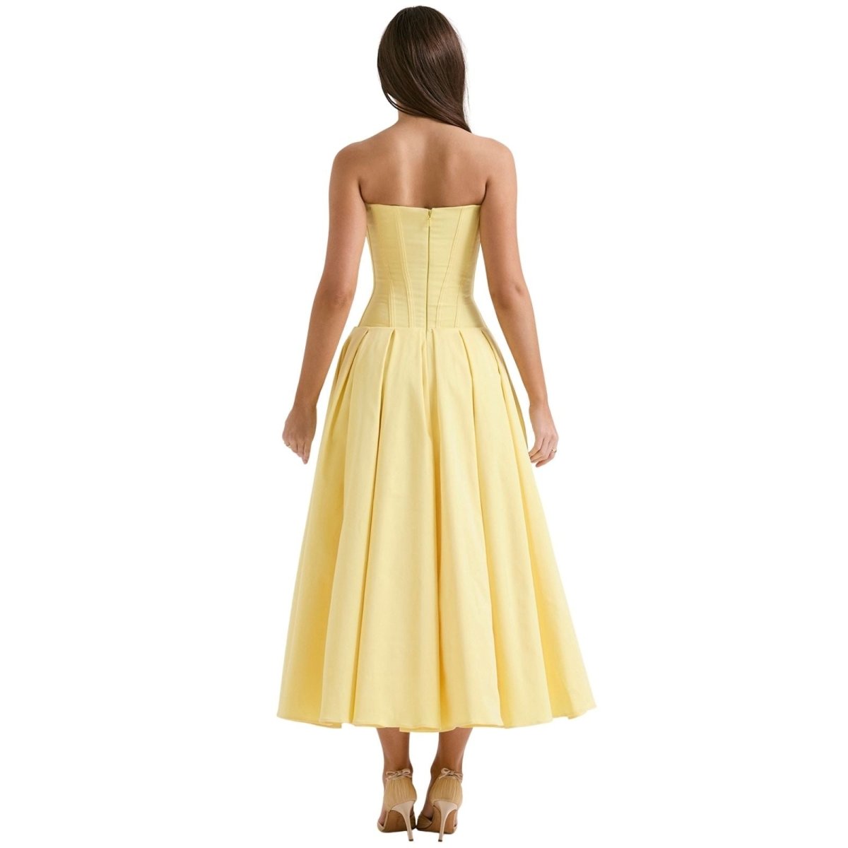 Lisa | Women’s Strapless Corset-Style Pleated Midi Dress