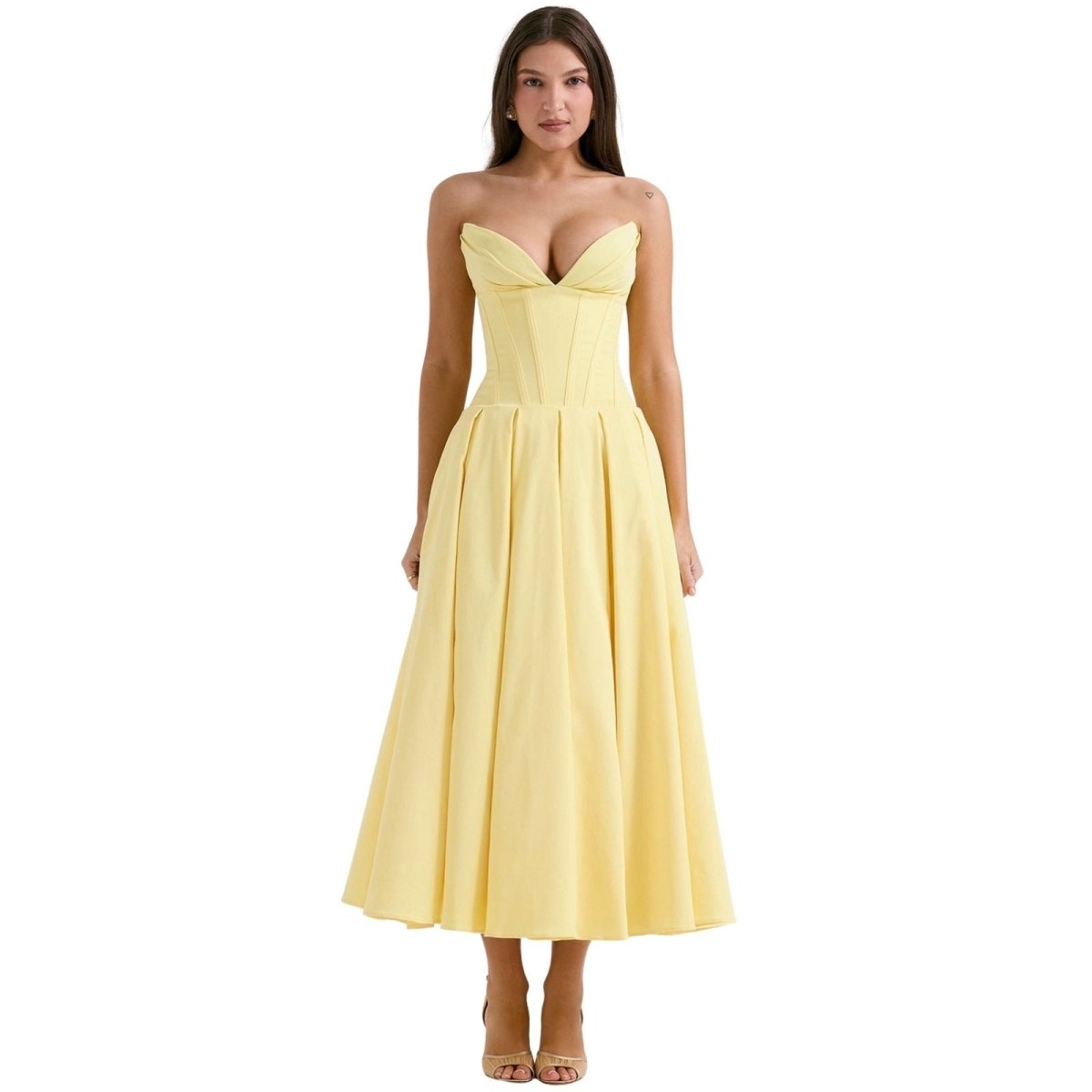 Lisa | Women’s Strapless Corset-Style Pleated Midi Dress