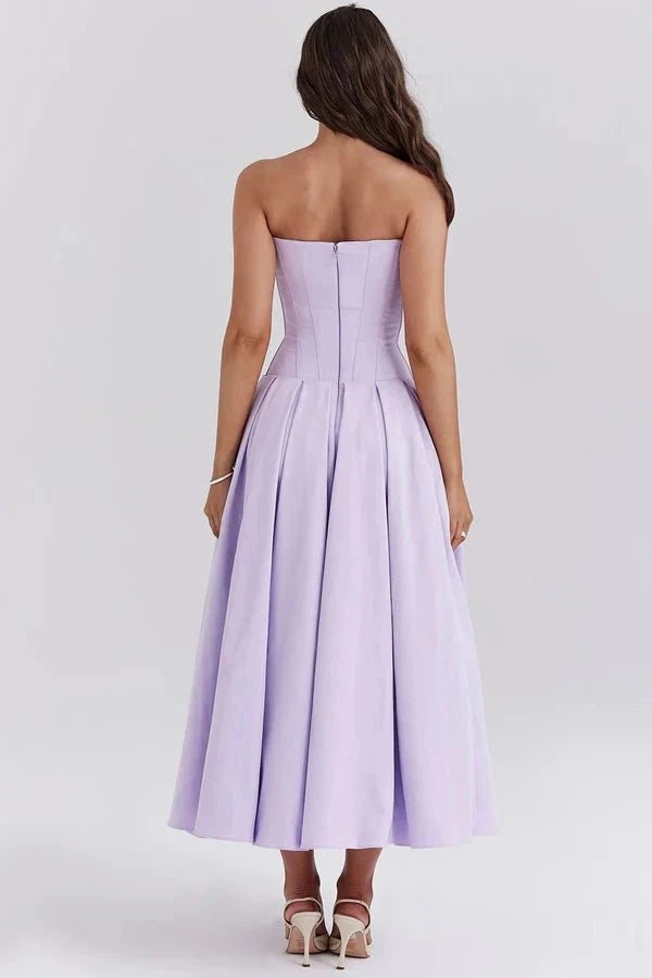 Lisa | Women’s Strapless Corset-Style Pleated Midi Dress