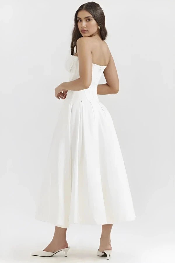 Lisa | Women’s Strapless Corset-Style Pleated Midi Dress