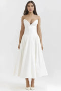 Lisa | Women’s Strapless Corset-Style Pleated Midi Dress