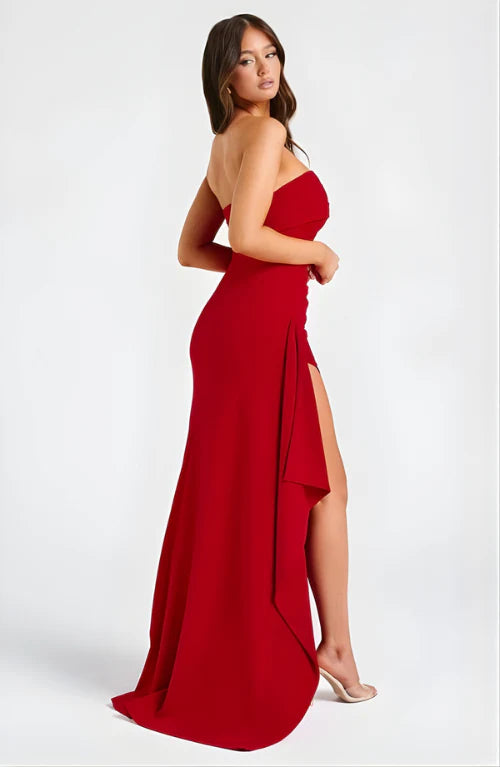 Lisa | Women's Strapless High-Slit Wedding Guest Dress
