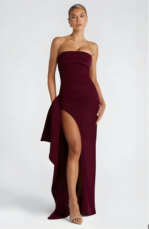 Lisa | Women's Strapless High-Slit Wedding Guest Dress