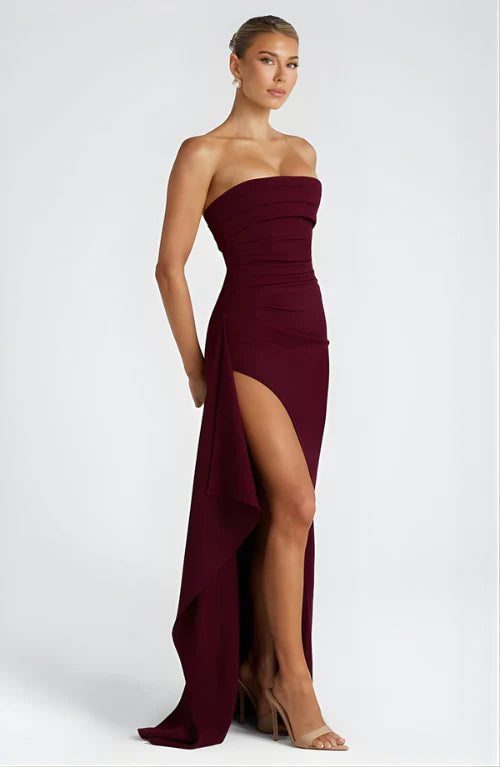 Lisa | Women's Strapless High-Slit Wedding Guest Dress