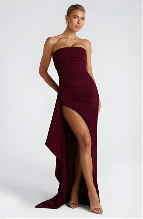 Lisa | Women's Strapless High-Slit Wedding Guest Dress