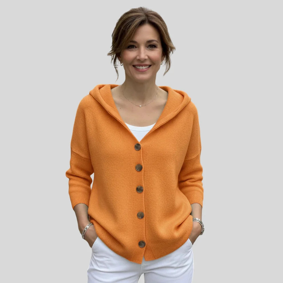 Liza | Women’s Long Sleeve Button Front Hooded Sweater