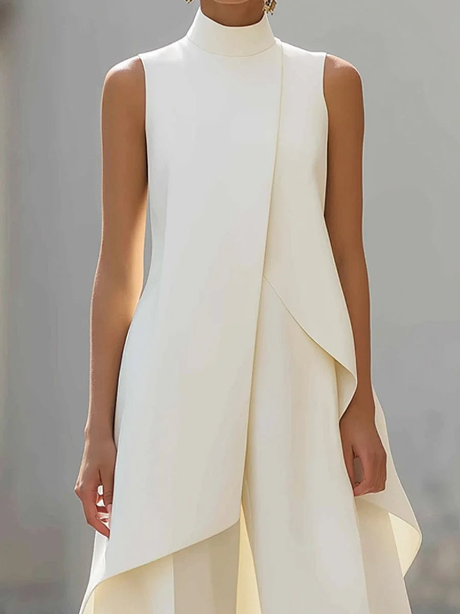 Lizzie | Women's Sleeveless High Neck Wide Leg Two Piece Set