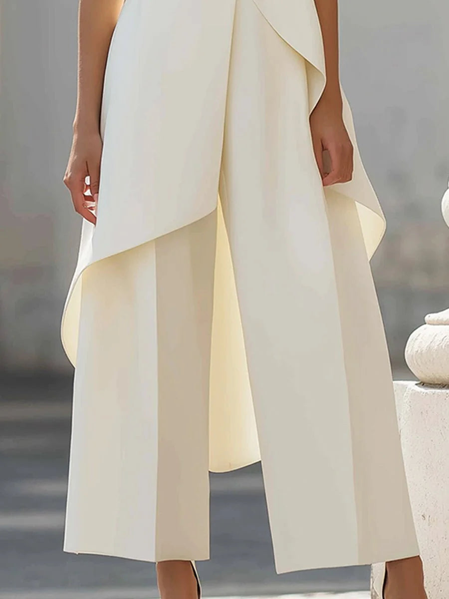 Lizzie | Women's Sleeveless High Neck Wide Leg Two Piece Set