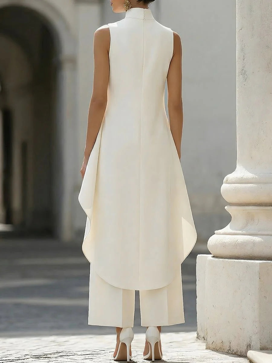 Lizzie | Women's Sleeveless High Neck Wide Leg Two Piece Set
