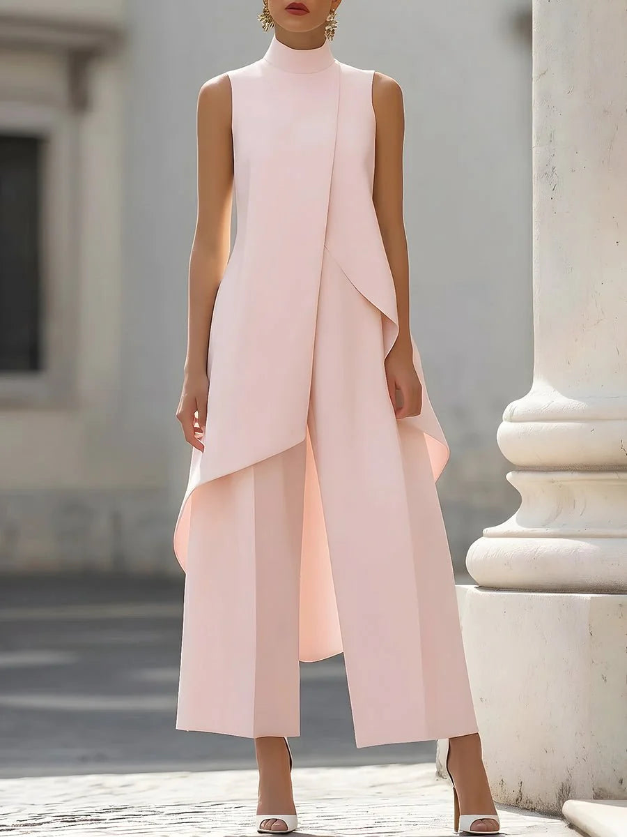 Lizzie | Women's Sleeveless High Neck Wide Leg Two Piece Set