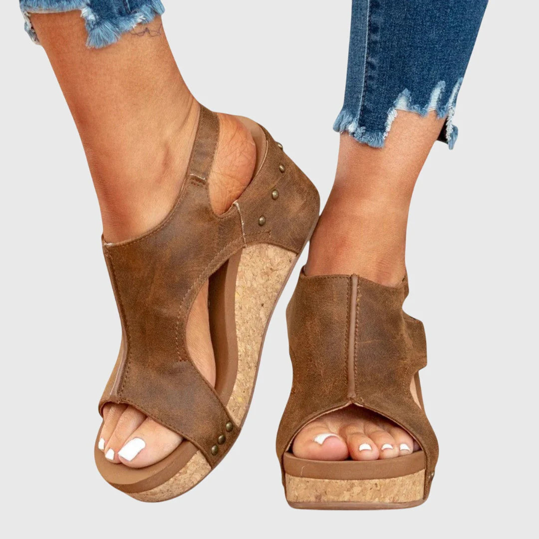 Lola | Women’s Round Toe Slingback Wedge Sandals