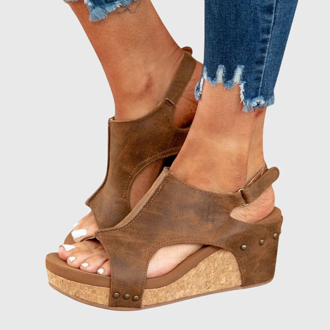 Lola | Women’s Round Toe Slingback Wedge Sandals