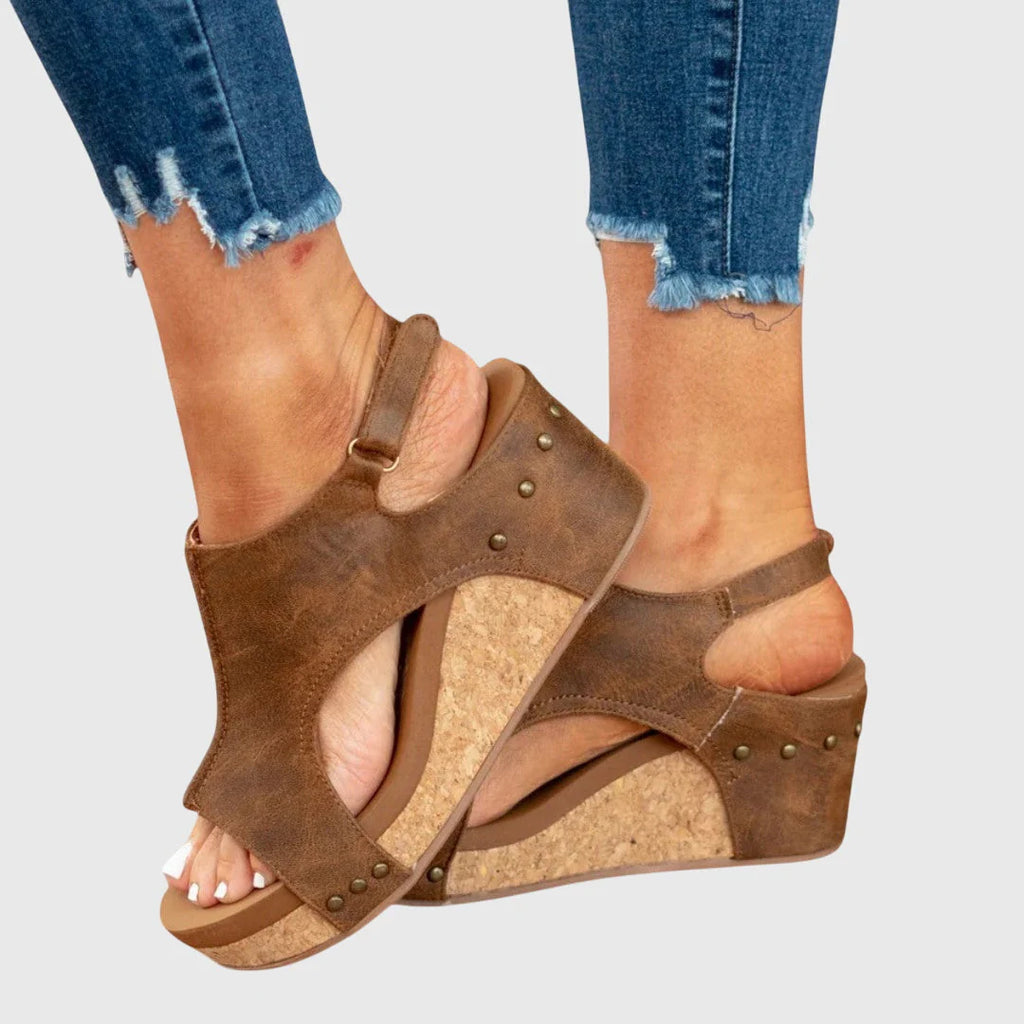 Lola | Women’s Round Toe Slingback Wedge Sandals