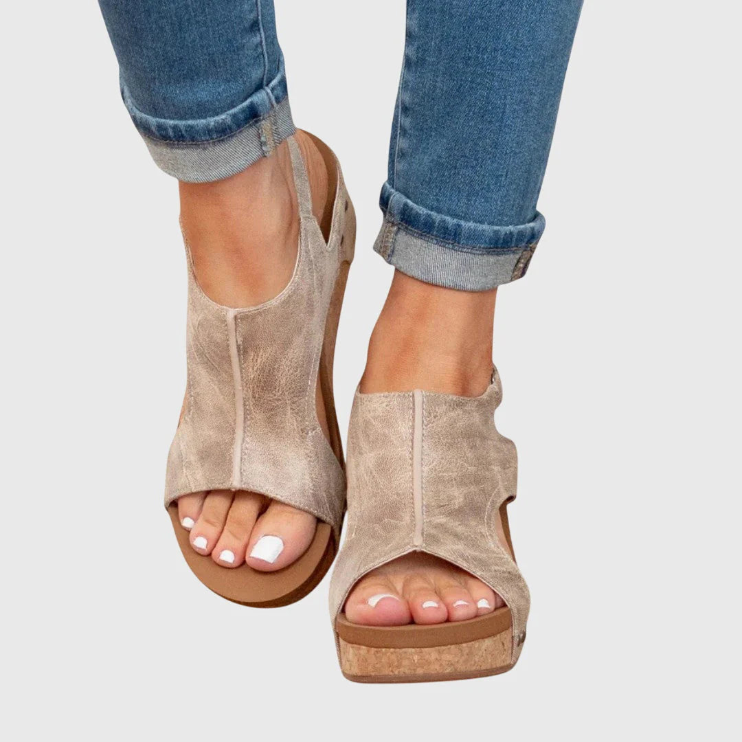 Lola | Women’s Round Toe Slingback Wedge Sandals