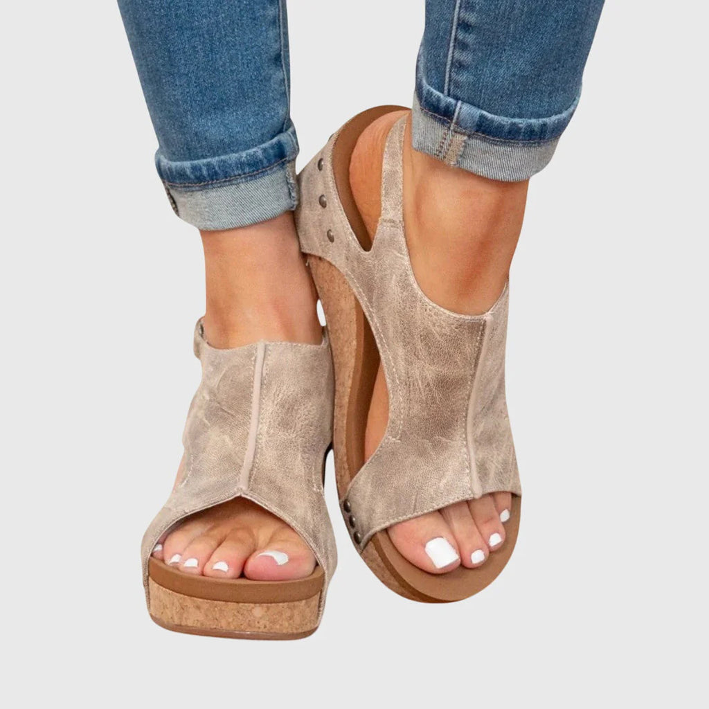 Lola | Women’s Round Toe Slingback Wedge Sandals