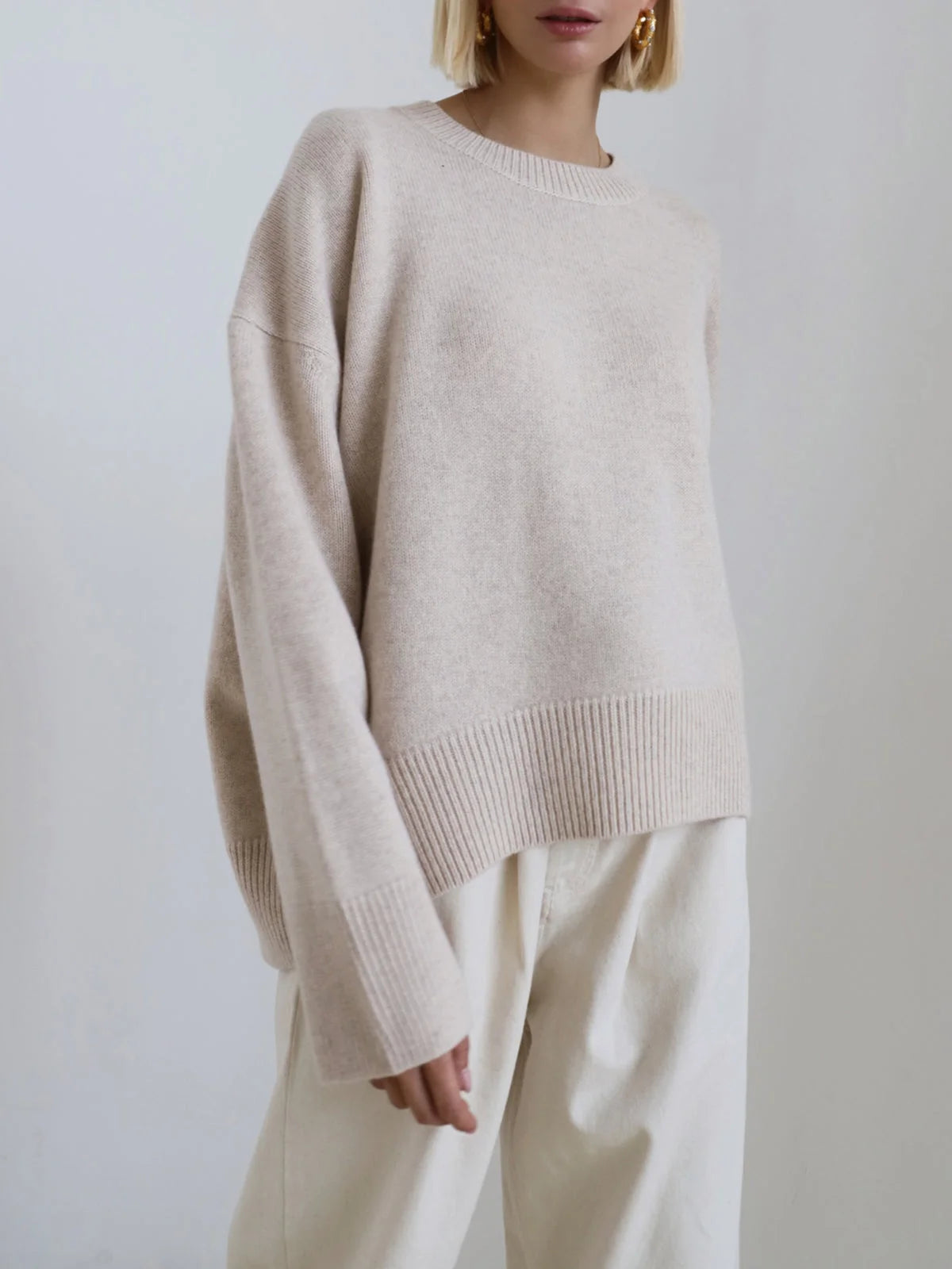 Lora | Women’s Oversized Crew Neck Long Sleeve Knit Sweater